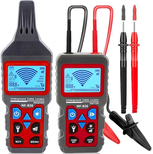 NF-826 Underground Wire Cable Locator & Buried Wire Tracer and Cable Locator/Circuit Tracer for Dog Fence Cables, Irrigation Wires,Wall/Underground Pipeline Wire Detector Circuit Breaker Finder