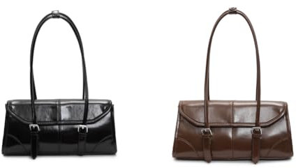 WMFASBAG Damen-Umhängetasche, Retro-Handtasche, wasserdichte Ledertasche mit Griff oben (schwarz)
