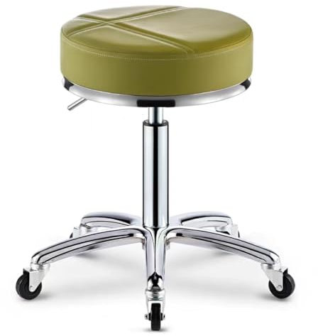 Verstellbarer Drehhocker für Küchentheke, Esszimmer, PU-Lederstuhl mit robuster Basis, 200 kg Tragkraft, grün, ergonomisches Design und bequemer Sitz