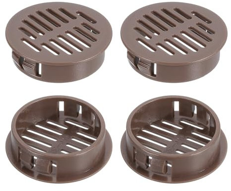 QUARKZMAN 8Pcs Grille de Ventilation Ronde en Plastique, Diamètre Encastrement 35mm Hauteur 11mm Grille d'aération, Bouches d'aération pour Armoire Plafond Mur Fenêtre Cache Radiateur, Brun