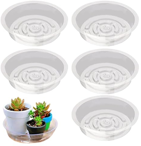 Nuytghr Blumentopf-Tablett, transparente Blumentopf-Tabletts, 5 x Pflanzen-Untersetzer für Innen- und Außenbereich, Möbelschutzplatten für und Pflanzen, für Garten, Haus, Balkon und Terrasse