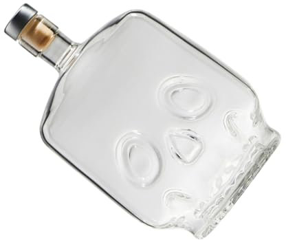 TOPBATHY Bottiglia di Vetro per Liquore e Whisky Motivo Teschio Vetro di Tappo in Sughero di Perdite capacità per Conservare e Trasportare Liquidi