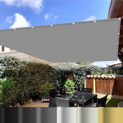 Vela Ombreggiante 4 x 6 m Impermeabile Antivento Rete Ombreggiante Tenda in Poliestere per Esterno, Giardino e Terrazza, Piscina, Grigio Chiaro