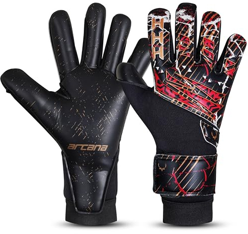 HHH Fotboll målvaktshandskar barn, ungdomar, vuxna och män, 4 mm latex, professionella målvaktshandskar med stötdämpning, handflator med gecko-skärning (storlek 6)