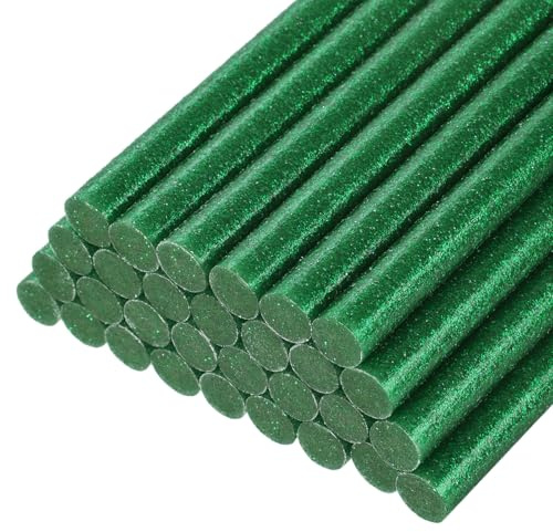 QUARKZMAN 30 Stück Heißklebestifte 11mm x 100mm Mini Heißklebesticks Heißklebepistole Heißkleber Klebestifte Heißklebestäbchen für Repartur Bastel Dekoratiion DIY Handwerk Glitzer-Grün