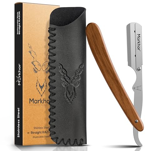 MARKHOR® Rose Wood Polish - Cut Throat Razors for men, Premium Quality Straight Razors for Men - Professional Barber Razor, Straight Edge Razors