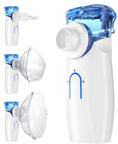 MYPIN Nebuliser Machine for Adults & Kids, Rechargeable Handheld Nebulizer with Self-Cleaning Function, Portable Inhaler with Ear Loop, Easy to Use and Clean, 20 Minute Timer for Home Travel Use
