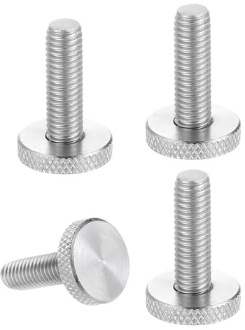 sourcing map Lot de 4 vis moletées M8 x 25 mm en acier inoxydable 304, vis moletées métriques à tête plate, boulons à tête moletée, boutons de serrage, 20 mm de diamètre