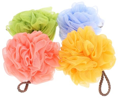 BESTYASH 4pezzi Palline Da Doccia Esfolianti Di Fiori Da Bagno Scrubber Per Doccia Accessori Da Bagno Materiale Di Facile Da Usare Per Casa e Viaggio