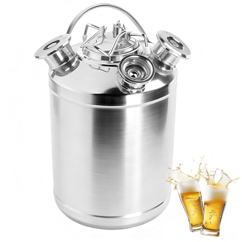 10L Bierreinigungsfass aus Edelstahl, Bierleitungsreiniger, Reinigungsbehälter für Bierfass 10 Liter, Zapfanlage Reinigungsset mit A- & S-Kupplungen – Profi-Set für Bierzapfanlage/Zapfanlage Wartung