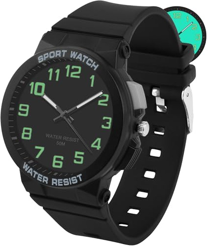 DTKID Analoge Kinderuhr Jungen Mädchen, Armbanduhr Kinder mit Licht, gut lesbares Zifferblatt, 50M Wasserdicht, Uhr Kinder ab 5-18 Jahren