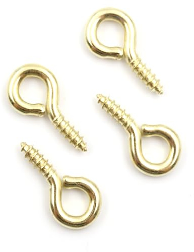 Design61 100 viti ad anello, 19 x 9 mm, con filettatura in legno, gancio a vite da parete in ottone per parete e soffitto, gancio per il fissaggio di corde, catene, piante lampade