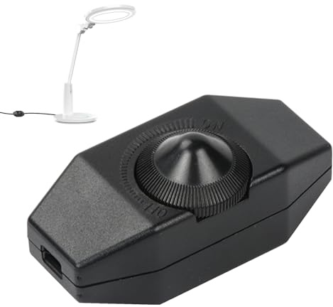 Huybaa Regulador de intensidad LED (regulador de intensidad con cable giratorio) regulable de 1 a 60 vatios/Regulable para bombillas LED regulables (negro)