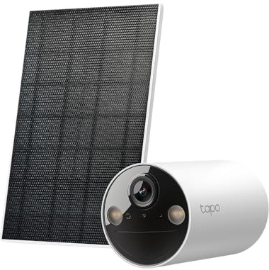 Tapo Smart Home - Kit telecamera di sicurezza solare senza fili, 2 K 3 MP, IP65, visione notturna a colori, notifica di rilevamento di persona, nessun hub necessario, slot per schede (Ricondizionato)