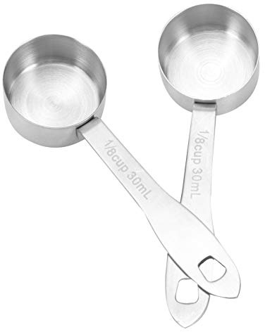 2 Stück 30 ml Esslöffel-Messlöffel, Kaffee-Messlöffel, Edelstahl-Kaffeelöffel mit langem Griff und Loch zum Aufhängen für Zuhause, Milch, Tee, Zucker, Pulver