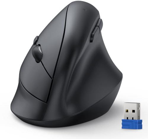 TECKNET Ergonomische Vertikale Kabellose Maus 4800 DPI Wireless Mouse | 6 Tasten 2.4G Vertikale Optische Funkmaus mit USB Empfänger Vertical Ergonomic Funkmaus für Windows und Mac OS