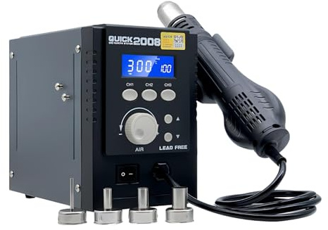 Stazione Di Saldatura Professionale Senza Piombo Con Temperatura Regolabile 100-500℃, Display LCD Regolabile, Ventilatore Brushless, Ugelli Intercambiabili