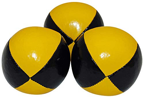 Higgins Brothers Juggling Balls Professional Style Set of 3 - How to Juggle Kit with Bean Bags for Juggling for Beginners with Vibrant Colors, Great Feel, Ultra Durable (Black/Yellow)
