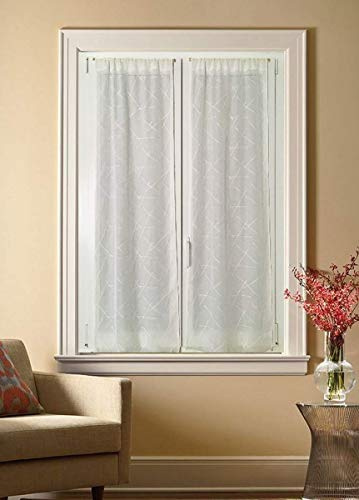 mauro Paire de Vitrage brodés pour fenêtre et Porte voilages Largeur 45/65/90 cm prêt-à -Poser-Paire Droite Passe Tringle-Blanc,sur Demande Longueur personnalisée Art. Emma (A - 2 * 45x150 cm)
