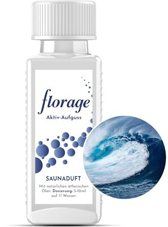 Florage 100ml Saunaaufguss AKTIV - 50 Jahre Erfahrung als deutsche Duftmanufaktur, hochergiebiges Aufgussmittel für die Sauna, viele Aufguss Düfte, vegan und ohne Tierversuche, auch als Set