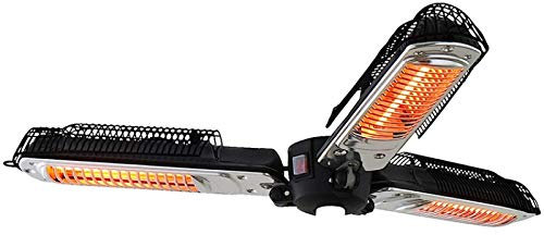 Samnuerly Patio Umbrella Heater, 2000W Electric Folding Heater With 3 Heating Panels, Infrared Space Heater For Pergola gazabo Balconi,Black
