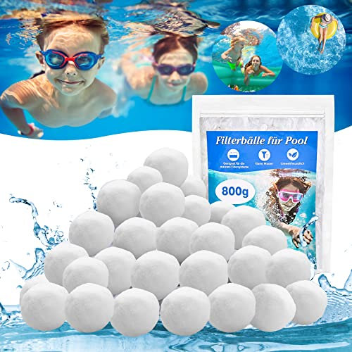 AFXXE 800g Balle Filtrante Piscine,Réutilisables Balles Filtrantes,Alternative pour Sable Filtrant Sable De,Convient à Divers Systèmes De Filtratio
