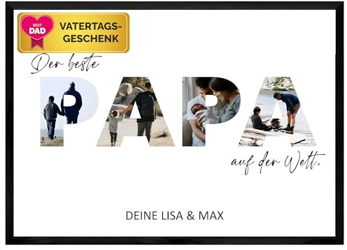 Personalisiertes Geschenk Vatertagsgeschenk – Geschenkideen für männer | Liebesbeweis für deinen Papa Geschenk mit 4 eigenen Bildern – Personalisierte Geschenke für Papa – Fotos voller Liebe