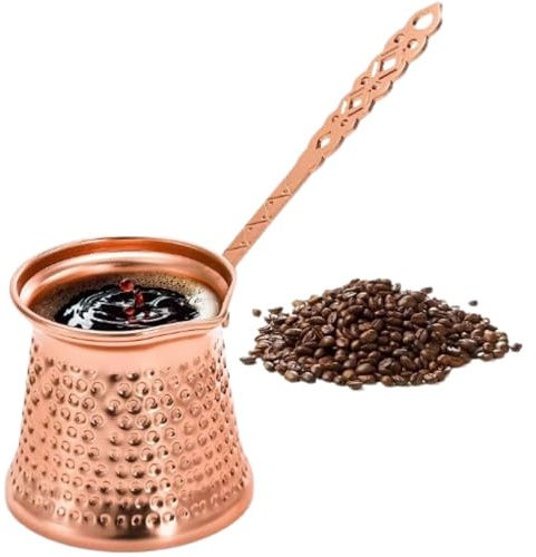 Chandler | Turkish Coffee Pot - Arabic Greek Cofee Pots Serving 4 People - 12 oz 355 ml Antique Espresso Pot with Copper Handle Coffee Maker | Rust Proof - Heat Resistant (Copper Colour, 12 Oz)