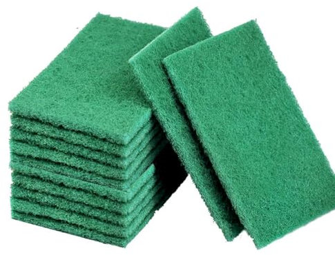 Amaoma Lot de 10 éponges à récurer en nylon Carborundum Chiffon à récurer anti-rayures Durable Heavy Duty Scour Pad multi-usage Éponge à récurer Scratch Pot Scrubber Pads Éponge de nettoyage