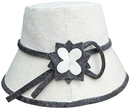 PRINZEPS Saunahut Damen Perfekte Saunamütze aus 100% Wollfilz – Filzhut Sauna Mütze Damen mit Blumen Stickerei - ideale Sauna Kopfbedeckung Sauna Hut - Geschenke für Frauen