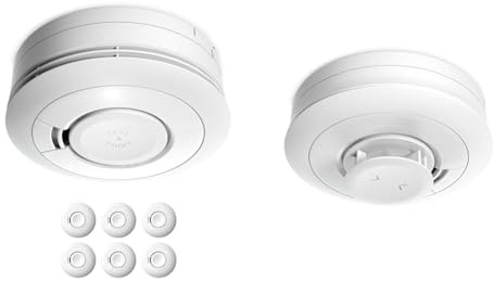 Ei Electronics Ei650 Rauchwarnmelder, Rauchmelder im 6er Set & Ei630W Hitzewarnmelder, Wärmewarnmelder mit Temperatursensor (58 °C) für Küche und Bad, optional funkvernetzbar, weiß