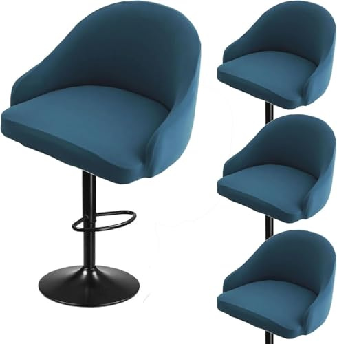 SDNAM Barhocker Stuhlhussen Bezüge mit lehne 4/2/1er Set, Barhocker Bezug Stretch mit lehne Universal Hussen für Barhocker, Waschbarer Barhocker Abdeckung für Bürostühle Küchenstühle(H22,4PCS)