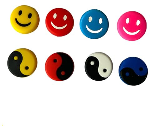 YFelomatric 8 stycken stötdämpare, tennisracket stötdämpare, tennisspelare tennisstötdämpare, smiley ansikte design, klapperdesign tennis stötdämpare