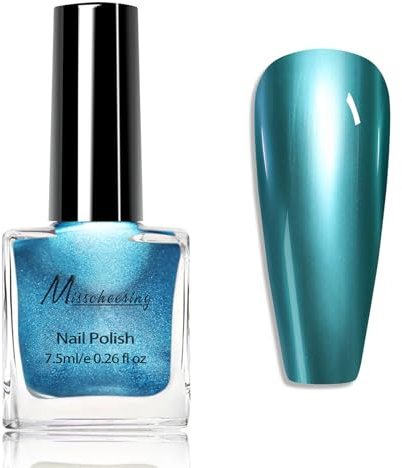 NLFOX Metallic Nail Polish - Blue Mirror Effect - Quick Dry - Gorgeous Glossy Finish - No Baking Required