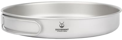 SILVERANT Titan-Camping-Teller, Outdoor-Geschirr mit klappbarem Griff, tragbares Kochgeschirr für Picknick, Wandern, Rucksackreisen, Bushcraft (1000 ml)