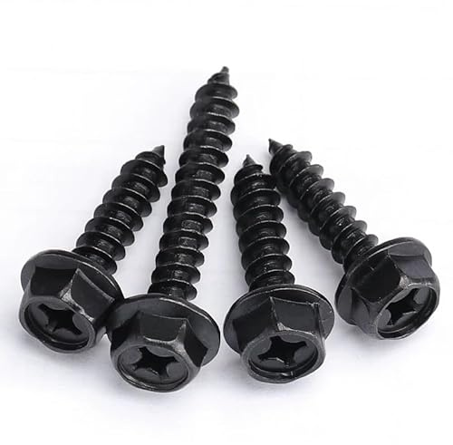 Black Steel Phillips Cross Hex Flange Head Self Tapping Screws M4 M5 M6 M8 (10,M8 x 16mm)