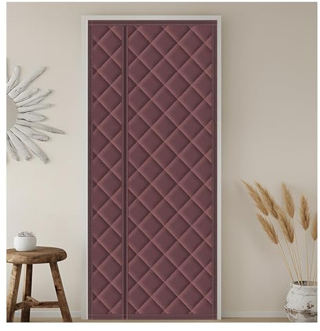 Thermal Insulated Door Curtain 80 85 90 96 100 105 110 120 130 210 cm Waterproof Magnetic Thermal Insulated Door Curtain for Winter, Soundproofing Front Curtain for Bedroom(Brown,130cmx210cm)