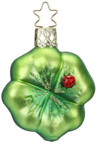 Inge Glas - Christbaumschmuck, Baumschmuck - Kleeblatt, Glücksklee - Ø: 6,5 cm - mundgeblasen