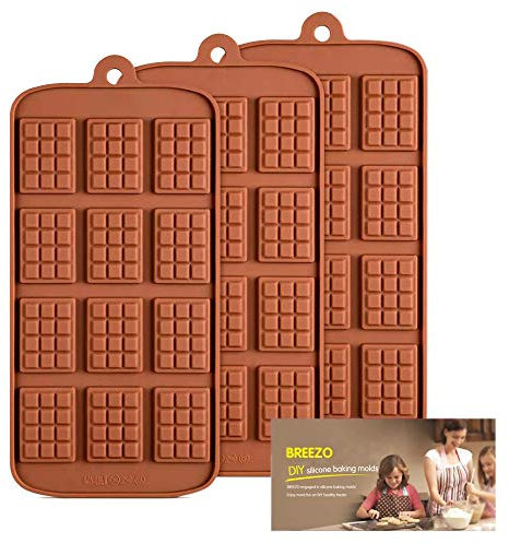 Waffle Chocolate Moulds Silicone Candy Molds, 3PCS12-Cavity Small Break Apart Chocolate Molds Non-Stick Reusable DIY Baking Molds Candy Protein & Energy Bar Moulds