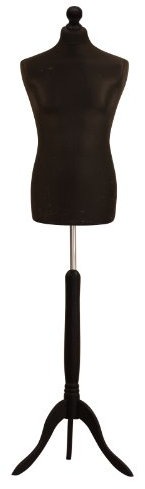 Male Tailors Dummy Bust Size Dressmakers Fashion Mannequin Students Black With Black Tripod Stand