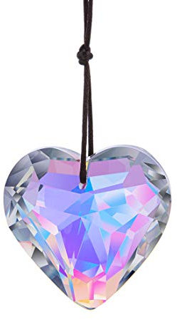 Acchiappasole a forma di cuore in cristallo, acchiappasole in vetro arcobaleno per finestre, ornamento da appendere 50 mm