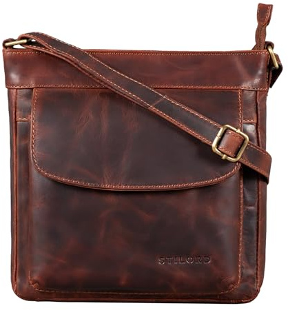 STILORD Melina Vintage Damen Ledertasche Kleine Umhängetasche für Frauen Elegante Schultertasche Handtasche zum Ausgehen Freizeit Abendtasche Leder Farbe:Siena - braun