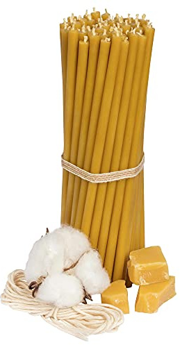 Diveevo kyrkliga bivaxljus i rostfritt stål 100–50 st. I högkvalitativa ritualljus L-16,5 cm Ø–5,7 mm I 50 min brinntid i honungsel I 200 g tunna grekiska ljus, dropp- och rökfria