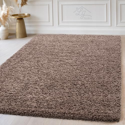 LG TRADERS LIMITED | Non Slip Shaggy Rug - Large Area Rugs For Living Room - Soft Bedroom Floor Carpet, Washable Hallway Runner (Mocha, 120 x 170 cm)