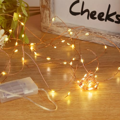 Sunniu Lichterkette Batterie, 1 Stück 5m 50 LED Warmweiß außen Lichterketten für Weihnachten, Schlafzimmer, Party, Hochzeit