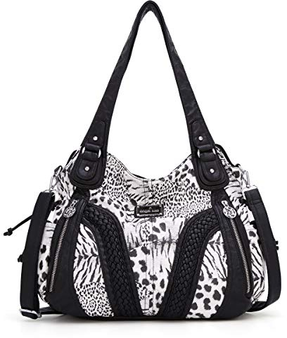 Angel Kiss Handtasche Damen Schultertasche Multifunktionale Umhängetaschen Wasserdicht PU Veganes Leder mit Reißver Schlusstaschen… (Schwarz)