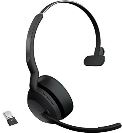 Jabra Evolve2 55 Mono Wireless Headset Air Comfort Technology, Noise-cancelling Mics, and Active Noise Cancellation - MS Teams Certified, Works with All Other Platforms - Black