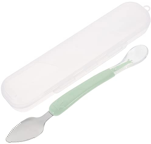 Kisangel Baby-Fütterungslöffel Mit Schaber Baby-Obstschaber Silikon-Babylöffel Baby-Schabelöffel Säuglingstrainingslöffel Fütterlöffel Mit Aufbewahrungsbox Kleinkind-Utensilien