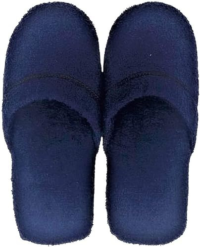 INGROSSO MERCERIE LCF Ciabatte Uomo Spugna 100% Cotone, antisudore,lavabili,leggere,traspiranti.produzione artigianale italiana, misura 39/43 (Blu)