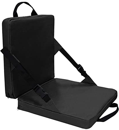 BEIJIALY Cuscino per Sedile da Stadio Portatile, Sedile per Candeggina Pieghevole, Sedile Imbottito Leggero per Eventi Sportivi e Concerti All'aperto, Cuscino per Candeggina con Schienale(Nero)